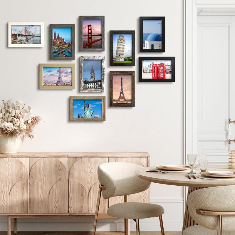 SESEAT 5x7 Pictrue Frame Set of 10, Wall and Tabletop Display, Mix Multi Color - Image 4